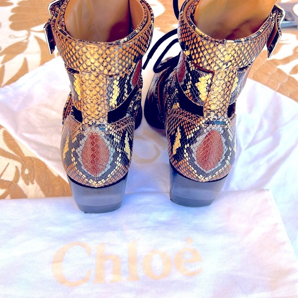 LIKE NEW🐍CHOLE🐍Rylee Python Print Calf Skin Leather Boots🐍 - Picture 4 of 9